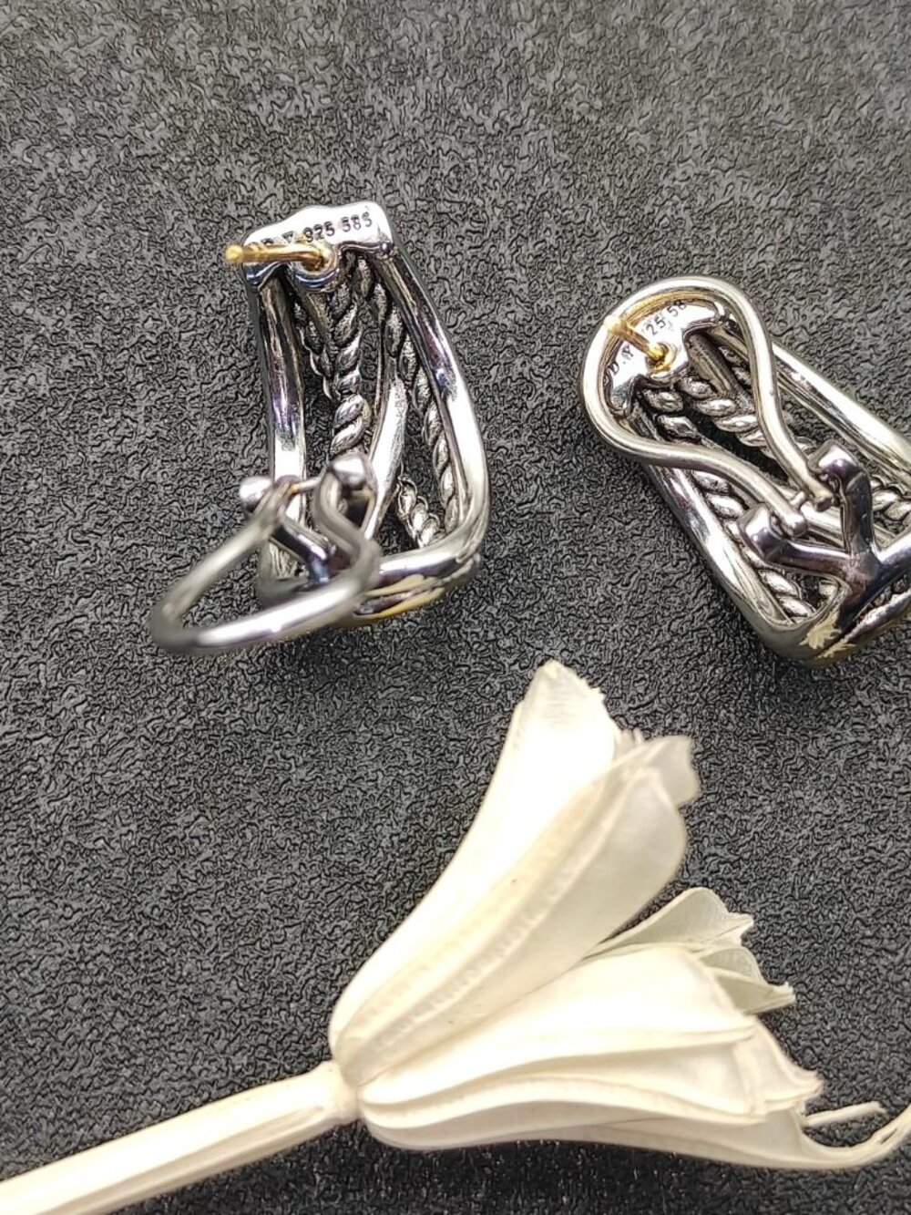 David Yurman 925 Silver Earrings with Original Pouch